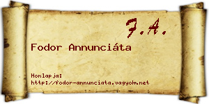 Fodor Annunciáta névjegykártya
